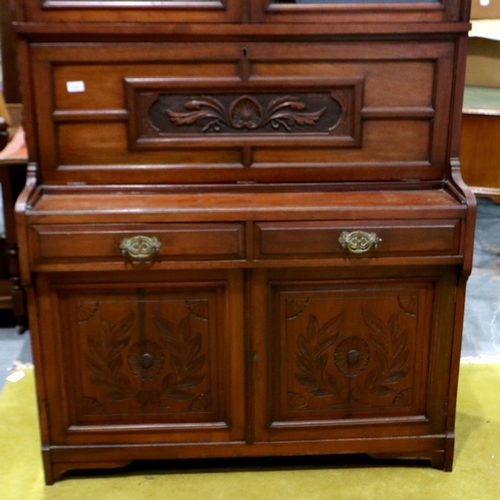 2152 - A 19th century secretaire bookcase, with fallfront and fitted interior, 120 x 43 x 233 cm H. Not ava... 