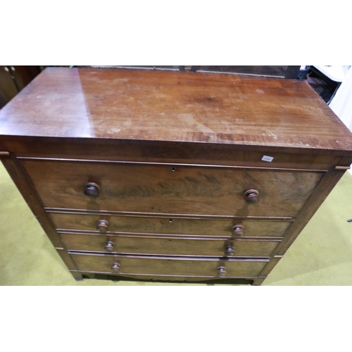 2155 - A Victorian walnut secretaire chest, the fitted top drawer above three further drawers and raised on... 