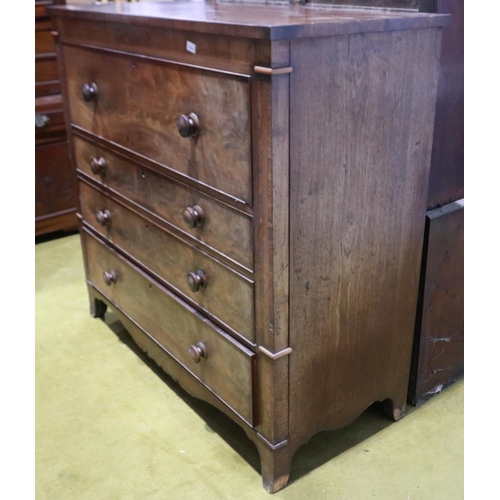 2155 - A Victorian walnut secretaire chest, the fitted top drawer above three further drawers and raised on... 