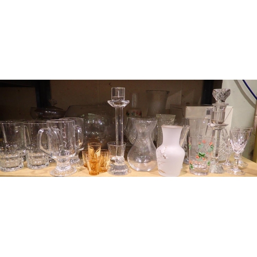 1051 - Large quantity of glassware to include crystal decanter, vases etc. Not available for in-house P&P