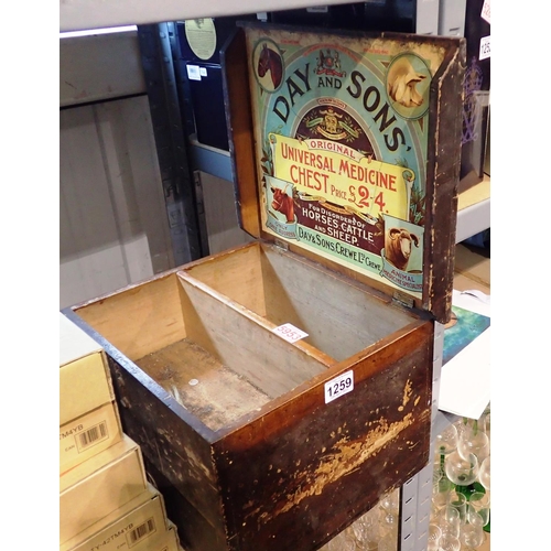 1259 - Pine Day & Sons of Crewe Universal medicine chest. Not available for in-house P&P