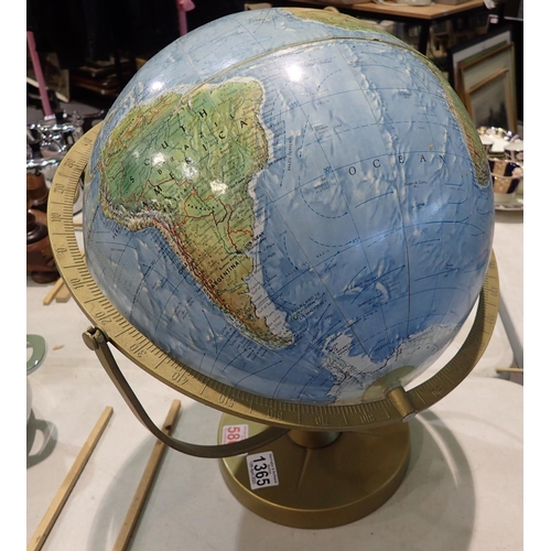 1365 - Philips metal base 12 inch globe on spinning axis. Not available for in-house P&P