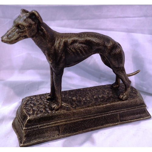 1381 - Cast iron bronzed greyhound figurine, H: 17 cm. P&P Group 1 (£14+VAT for the first lot and £1+VAT fo... 