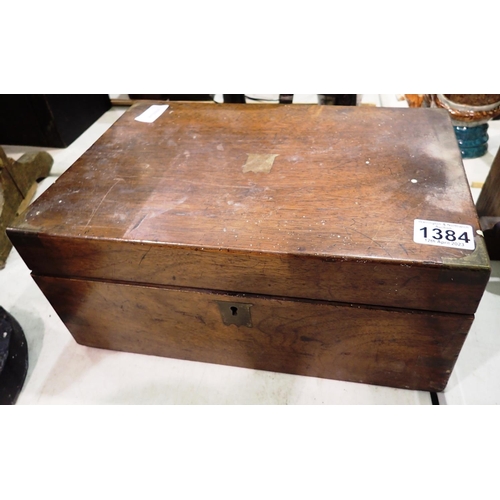 1384 - Walnut writing slope, 34 x 22 cm. Not available for in-house P&P