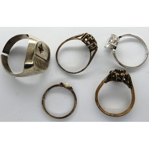 26 - Five 925 silver rings, including stone set examples, mixed sizes. P&P Group 1 (£14+VAT for the first... 