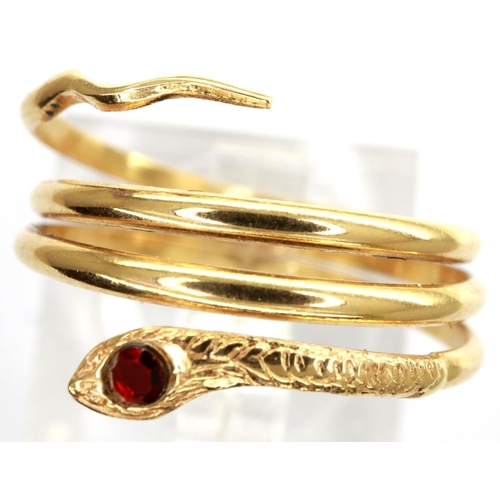 48 - 18ct gold snake ring, size L, 2.3g. P&P Group 1 (£14+VAT for the first lot and £1+VAT for subsequent... 