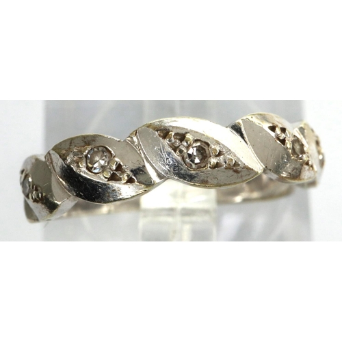 53 - 9ct white gold diamond set ring, size I, 2.0g. P&P Group 1 (£14+VAT for the first lot and £1+VAT for... 