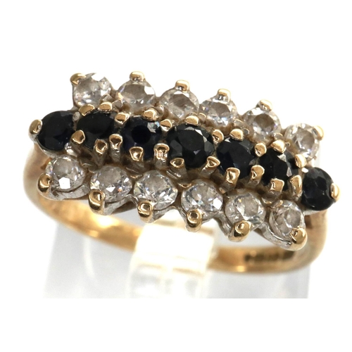 59 - 9ct gold cluster ring set with sapphires and cubic zirconia, size K/L, 2.1g. P&P Group 1 (£14+VAT fo... 