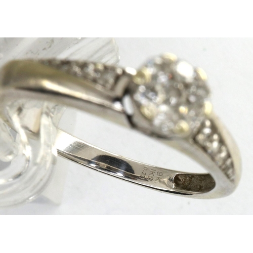 65 - 9ct gold diamond flower-head cluster ring, size M, 2.2g. P&P Group 1 (£14+VAT for the first lot and ... 