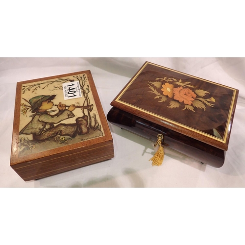 1401 - Two Swiss music boxes. P&P Group 2 (£18+VAT for the first lot and £3+VAT for subsequent lots)