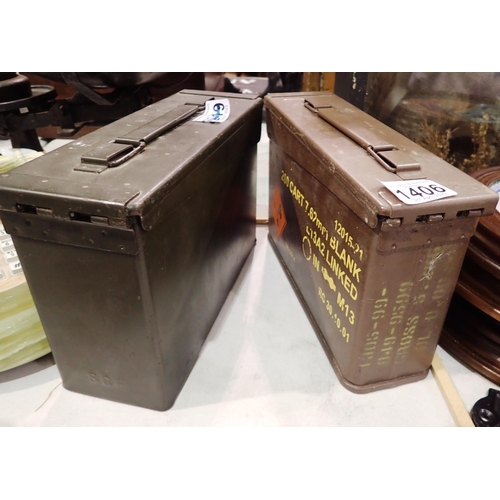 1406 - Two cartridge ammunition boxes. Not available for in-house P&P