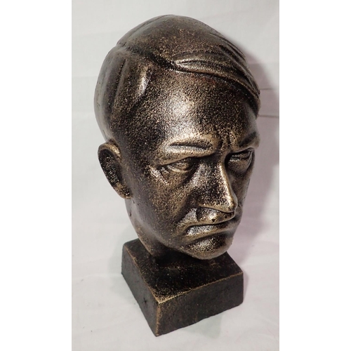 1436 - Bronzed cast iron bust of Adolf Hitler, H: 23 cm. P&P Group 1 (£14+VAT for the first lot and £1+VAT ... 