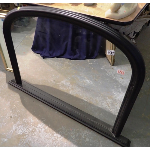 1442 - Large black framed over mantle mirror, W: 110 cm. Not available for in-house P&P