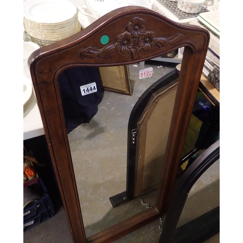 1444 - Oak framed wall mirror, 50 x 100 cm. Not available for in-house P&P