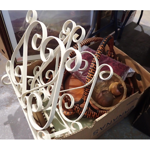 1446 - Mixed housewares including a wrought iron magazine rack. Not available for in-house P&P