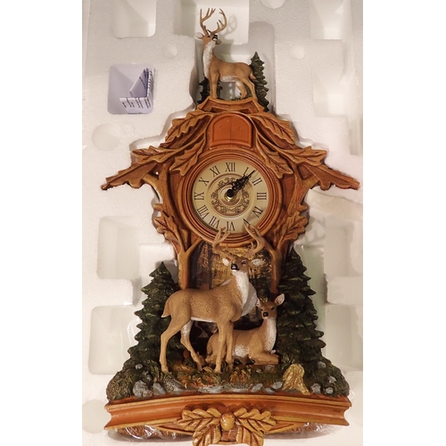 1455 - Quartz wall clock with decorative deer. Not available for in-house P&P