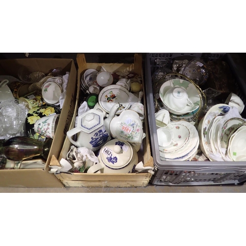 1462 - Three boxes of mixed ceramics and glassware. Not available for in-house P&P