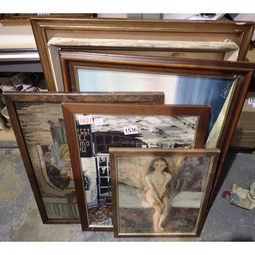 1536 - Collection of mixed framed pictures and prints. Not available for in-house P&P