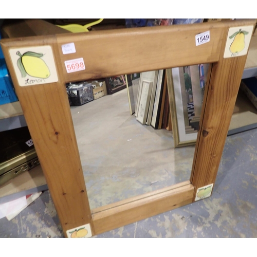 1549 - Pine framed wall mirror, 59 x 72 cm. Not available for in-house P&P