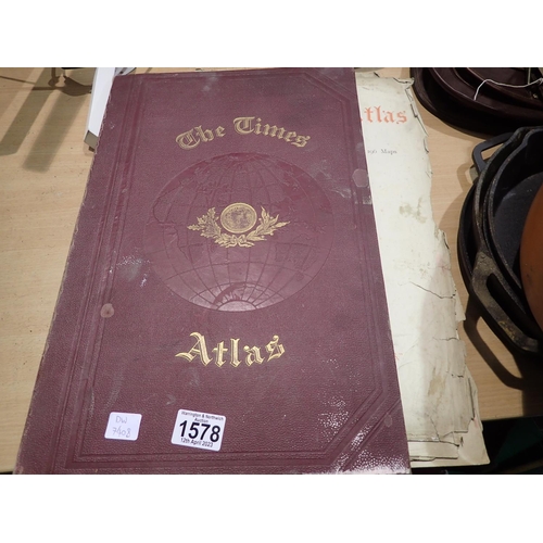 1578 - Large original The Times Atlas from the 1900s containing 132 pages of maps. Not available for in-hou... 