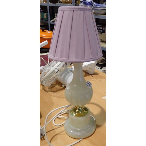 1583 - Alabaster table lamp. All electrical items in this lot have been PAT tested for safety and have pass... 