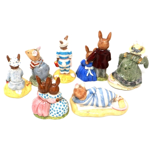 234 - Seven Royal Doulton figurines from the Brambly Hedge collection and Bunnykins collection, small chip... 