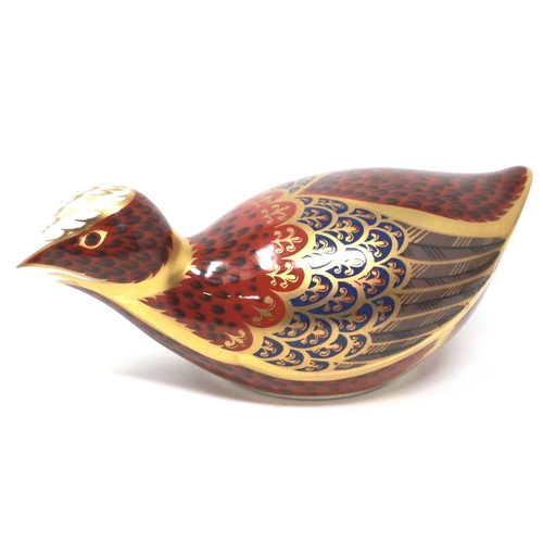 237 - Royal Crown Derby coot paperweight, with silver stopper, no cracks or chips, L: 15 cm. P&P Group 1 (... 