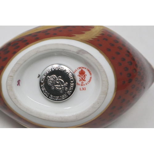 237 - Royal Crown Derby coot paperweight, with silver stopper, no cracks or chips, L: 15 cm. P&P Group 1 (... 