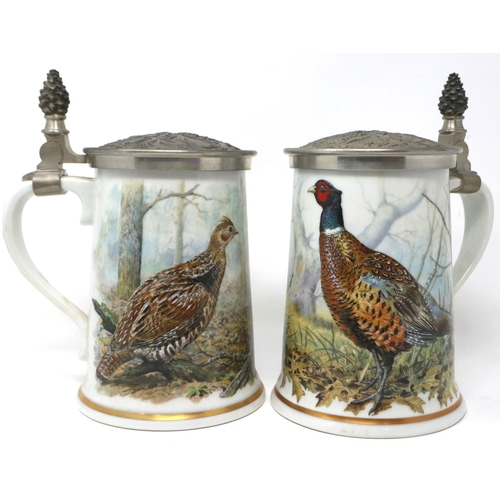 243 - Two Franklin Mint game bird steins, ruffed grouse and pheasant, H: 23 cm. P&P Group 3 (£25+VAT for t... 