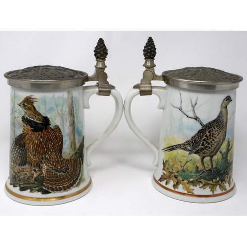 243 - Two Franklin Mint game bird steins, ruffed grouse and pheasant, H: 23 cm. P&P Group 3 (£25+VAT for t... 