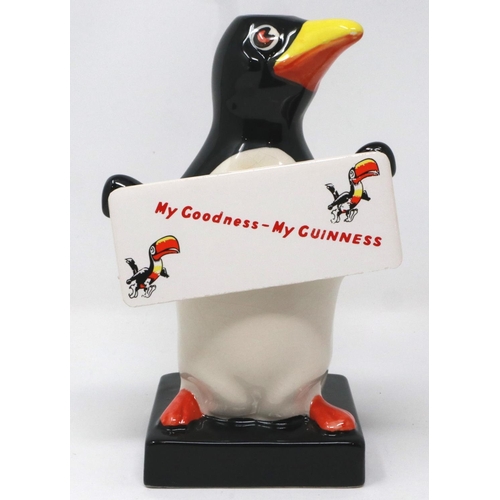 245 - Carlton Ware Guinness penguin lamp base, H: 20 cm, crazing throughout and small chip to Gunness sign... 