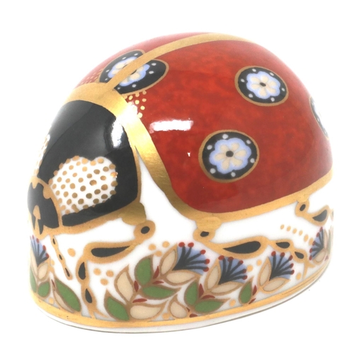 247 - Royal Crown Derby ladybird paper weight with gold stopper, L: 60 mm. P&P Group 1 (£14+VAT for the fi... 