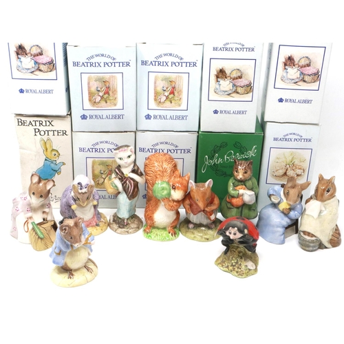 250 - Ten Beswick and Royal Albert Beatrix Potter and Brambly Hedge figurines including Susan, largest H: ... 