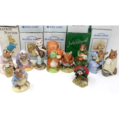 250 - Ten Beswick and Royal Albert Beatrix Potter and Brambly Hedge figurines including Susan, largest H: ... 