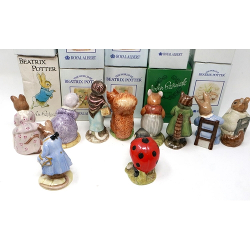 250 - Ten Beswick and Royal Albert Beatrix Potter and Brambly Hedge figurines including Susan, largest H: ... 