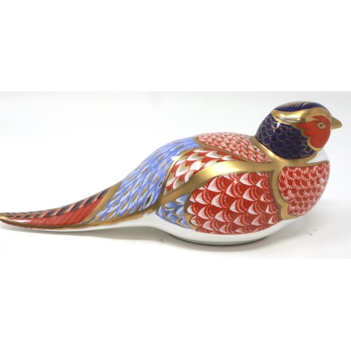 251 - Royal Crown Derby pheasant paperweight. seconds quality, lacking stopper, no cracks or chips, L: 17 ... 