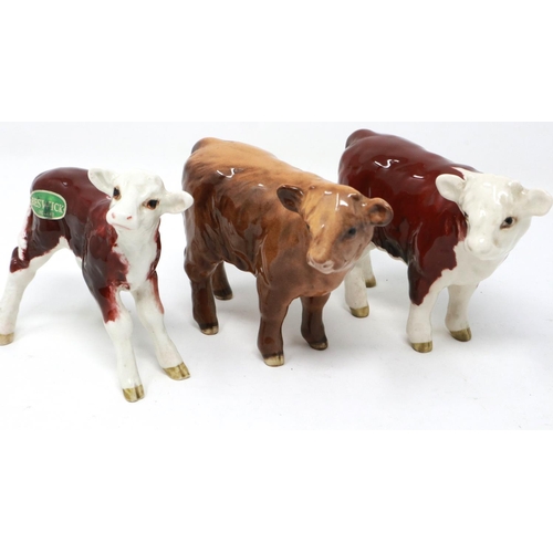 314 - Three Beswick calves, largest H: 70 mm, no cracks or chips. P&P Group 2 (£18+VAT for the first lot a... 