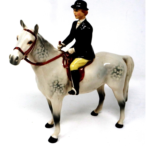 315 - Beswick lady rider on standing horse, H: 22 cm, no cracks or chips. P&P Group 2 (£18+VAT for the fir... 