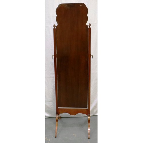 2090 - A walnut framed 3/4 length cheval mirror. Not available for in-house P&P