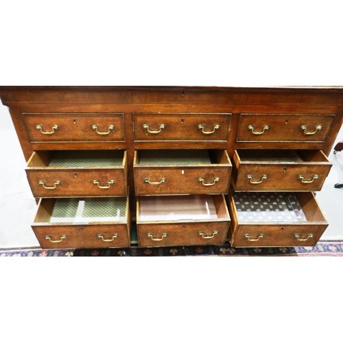 2121 - An early 19th century Lancashire chest, with lifting top above six drawers and raised on bracket fee... 