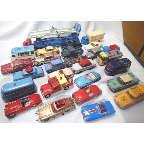 2469 - Selection of twenty seven unboxed/playworn Corgi toys, cars, vans, commercials, all for spares or re... 