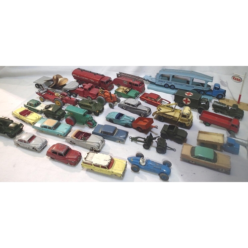 2470 - Selection of thirty five unboxed/playworn Dinky toys, cars, commercials, military, all for spares or... 