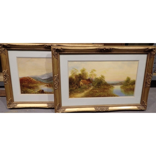 1031 - Pair of large gilt framed watercolour landscapes. Not available for in-house P&P