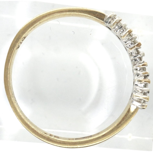 21 - 9ct gold wishbone ring set with diamonds, size M, 1.4g. P&P Group 1 (£14+VAT for the first lot and £... 