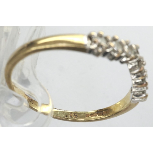 21 - 9ct gold wishbone ring set with diamonds, size M, 1.4g. P&P Group 1 (£14+VAT for the first lot and £... 