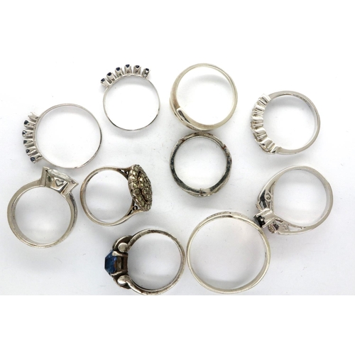 42 - Ten 925 silver rings, mainly stone set, mixed sizes. P&P Group 1 (£14+VAT for the first lot and £1+V... 