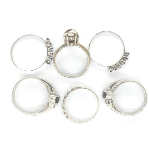 53 - Six 925 silver stone set rings, mixed sizes. P&P Group 1 (£14+VAT for the first lot and £1+VAT for s... 