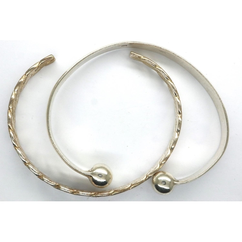 57 - Two 925 silver bangles, largest D: 80 mm. P&P Group 1 (£14+VAT for the first lot and £1+VAT for subs... 