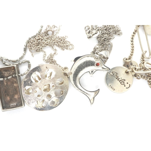 65 - Four 925 silver pendant necklaces, longest chain L: 46 cm. P&P Group 1 (£14+VAT for the first lot an... 