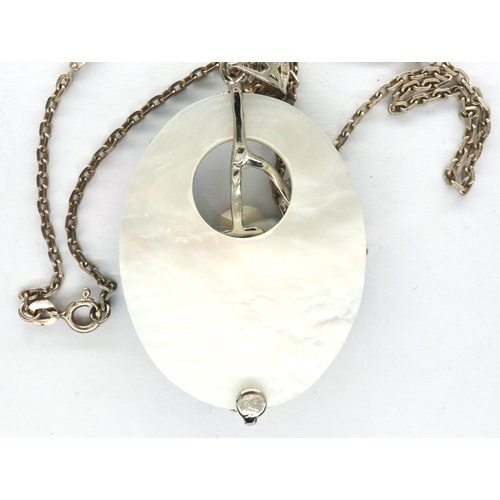 74 - Silver and mother of pearl pendant necklace, boxed, chain L: 32 cm. P&P Group 1 (£14+VAT for the fir... 